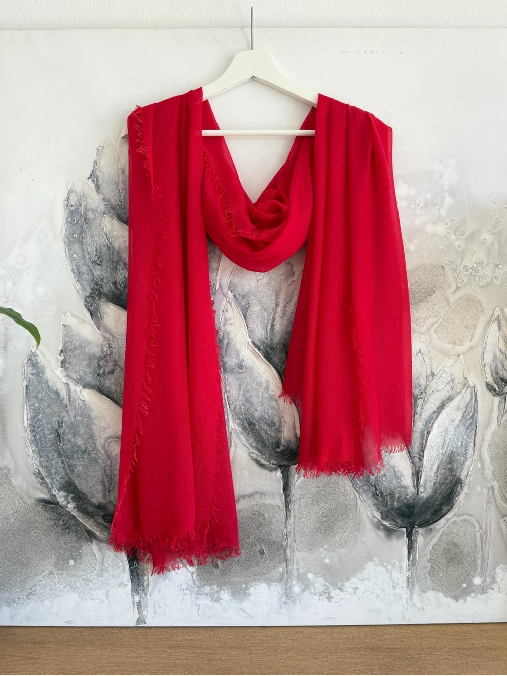 Mexx Vibrant Red Fringe Wrap Scarf